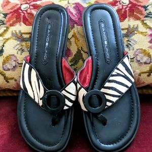 Bandolino pony hair zebra sandals